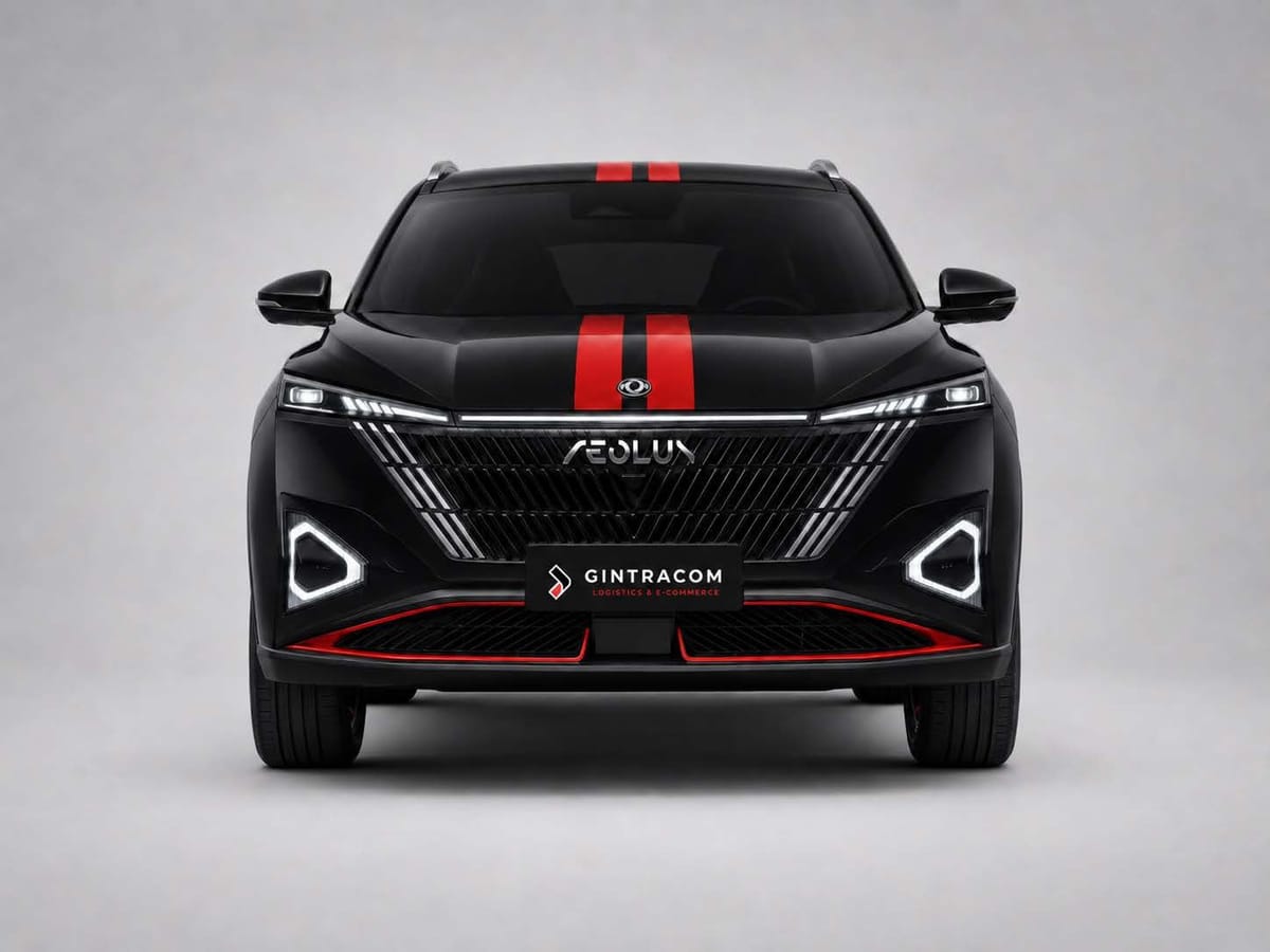 SUV compacto negro con franjas rojas, vista frontal — el gran premio del sorteo Gintracom Revolution.
